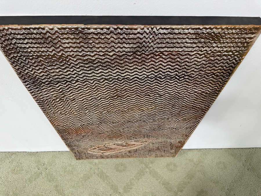 Gerrit Greve (1948-2024, Cardiff by the Sea, CA) Original Acrylic Mixed-Media Sand Painting On Canvas Titled 'Boat For Meditation 04' Signed Verso Dated 2005 24' X 36' Estimate $900 - $1,100 [Photo 3]