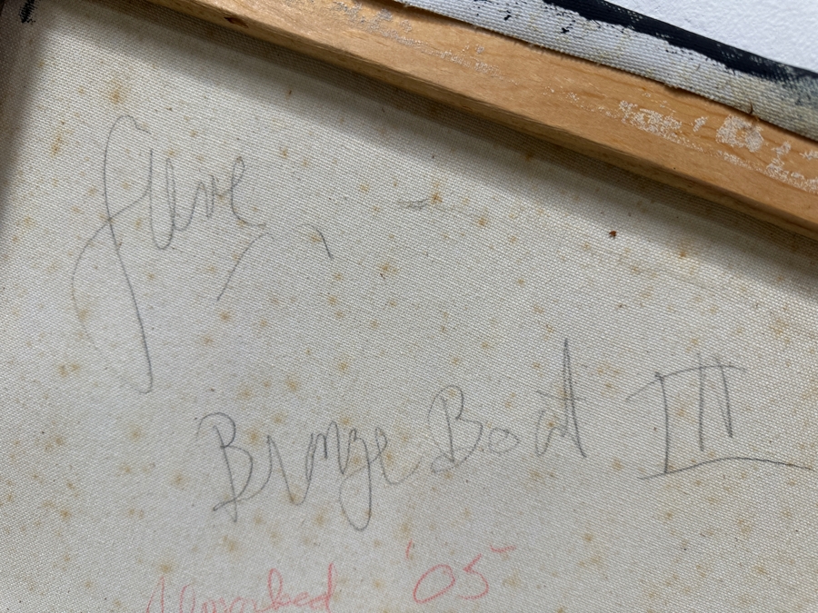 Gerrit Greve (1948-2024, Cardiff by the Sea, CA) Original Acrylic Mixed-Media Sand Painting On Canvas Titled 'Bronze Boat III' Signed Verso Dated 2005 36' X 40' Estimate $1,400 - $1,800 [Photo 6]