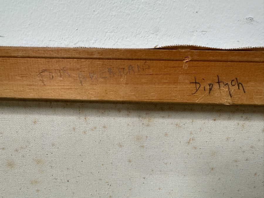 Gerrit Greve (1948-2024, Cardiff by the Sea, CA) Original Acrylic Diptych Painting On Canvas Titled 'Four Americans' Signed Lower Right Verso 60' X 40' Estimate $2,400 - $3,000 [Photo 11]