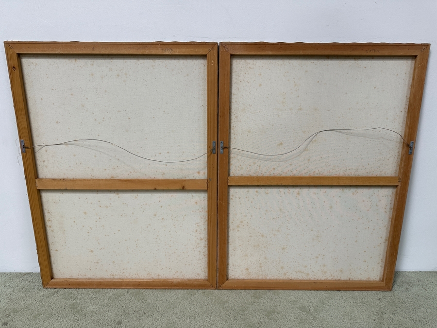 Gerrit Greve (1948-2024, Cardiff by the Sea, CA) Original Acrylic Diptych Painting On Canvas Titled 'Four Americans' Signed Lower Right Verso 60' X 40' Estimate $2,400 - $3,000 [Photo 8]