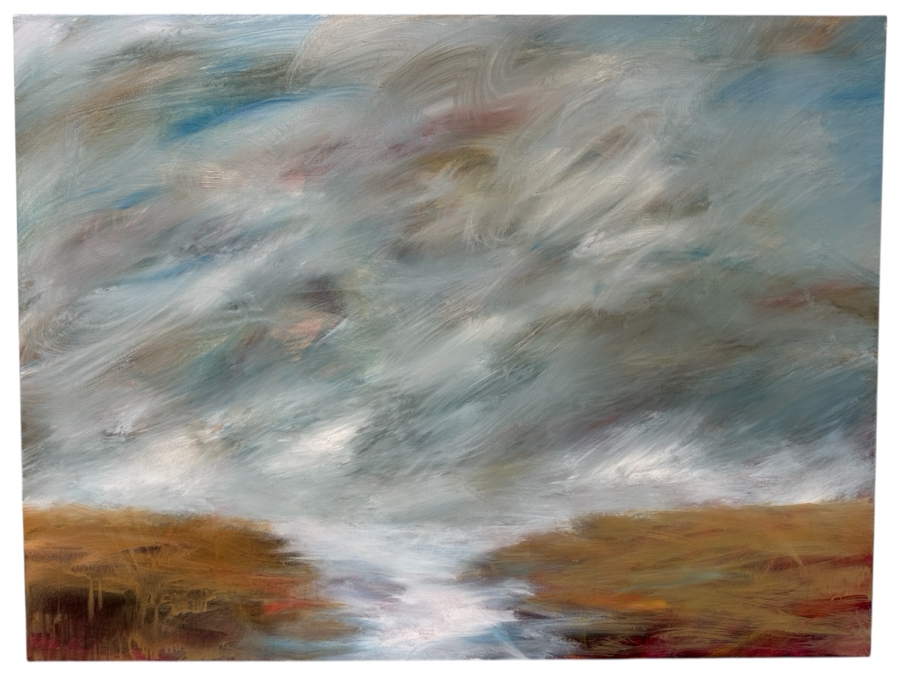 Gerrit Greve (1948-2024, Cardiff by the Sea, CA) Original Acrylic Painting On Canvas Titled 'Mindscape 014' Signed Verso 48' X 36' Estimate $1,700 - $2,200