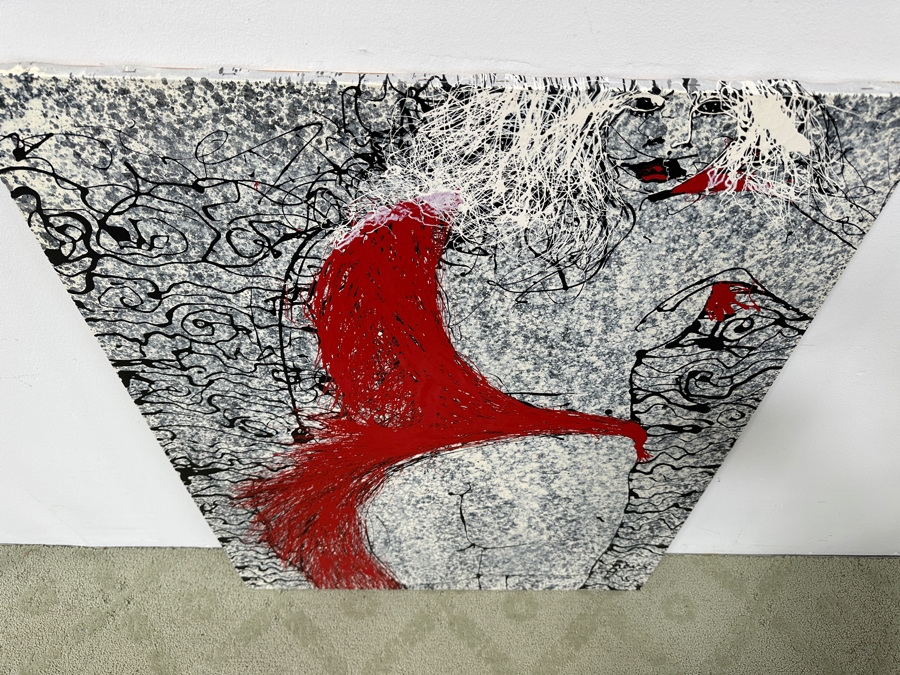 Gerrit Greve (1948-2024, Cardiff by the Sea, CA) Original Acrylic Drip Painting On Canvas Titled 'Storybook Stance' Signed Lower Right 30' X 40' Estimate $1,200 - $1,500 [Photo 5]