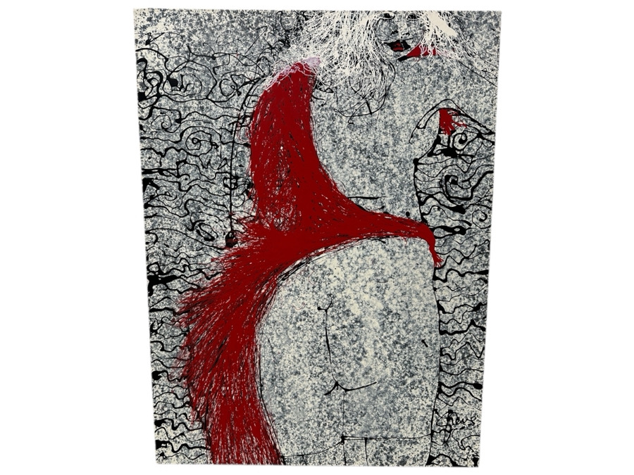 Gerrit Greve (1948-2024, Cardiff by the Sea, CA) Original Acrylic Drip Painting On Canvas Titled 'Storybook Stance' Signed Lower Right 30' X 40' Estimate $1,200 - $1,500