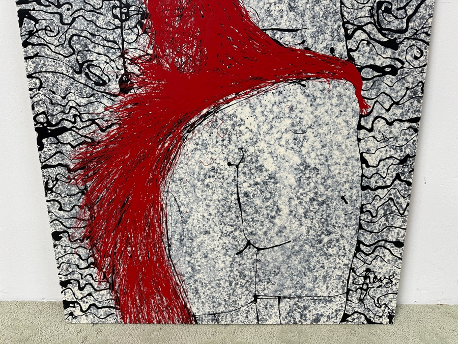 Gerrit Greve (1948-2024, Cardiff by the Sea, CA) Original Acrylic Drip Painting On Canvas Titled 'Storybook Stance' Signed Lower Right 30' X 40' Estimate $1,200 - $1,500 [Photo 3]