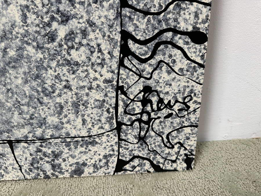 Gerrit Greve (1948-2024, Cardiff by the Sea, CA) Original Acrylic Drip Painting On Canvas Titled 'Storybook Stance' Signed Lower Right 30' X 40' Estimate $1,200 - $1,500 [Photo 4]