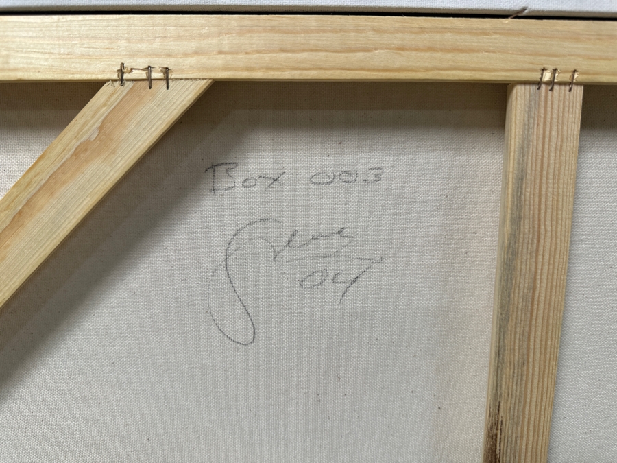 Gerrit Greve (1948-2024, Cardiff by the Sea, CA) Original Acrylic Painting On Canvas Titled 'Box 003' Signed Verso Dated 2004 40' X 30' Estimate $1,200 - $1,500 [Photo 6]