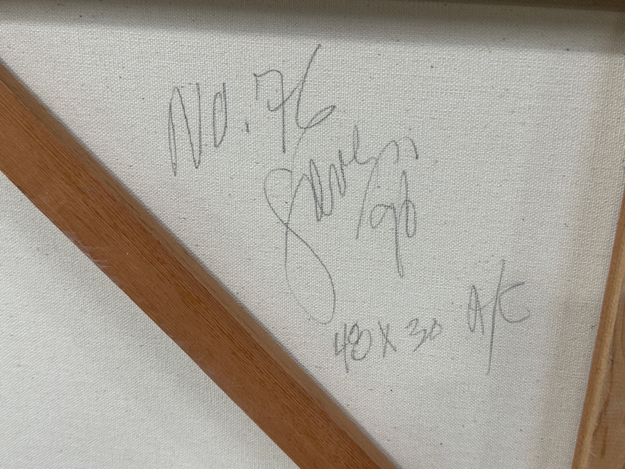 Gerrit Greve (1948-2024, Cardiff by the Sea, CA) Original Acrylic Painting On Canvas Titled 'No. 76' Signed Verso Dated 1996 48' X 30' Estimate $1,400 - $1,800 [Photo 6]