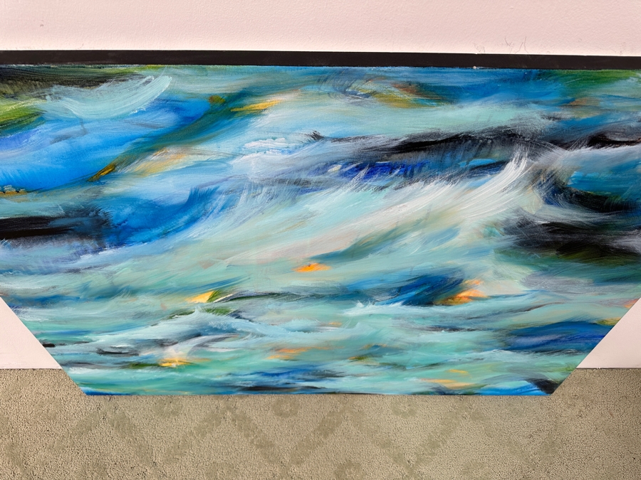 Gerrit Greve (1948-2024, Cardiff by the Sea, CA) Original Acrylic Painting On Canvas Titled 'Blue Ocean' Signed Verso Dated 2015 48' X 24' Estimate $1,200 - $1,400 [Photo 4]