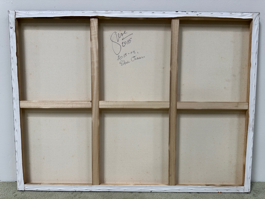Gerrit Greve (1948-2024, Cardiff by the Sea, CA) Original Acrylic Painting On Canvas Titled 'Blue Ocean' Signed Verso Dated 2015 48' X 24' Estimate $1,200 - $1,400 [Photo 5]