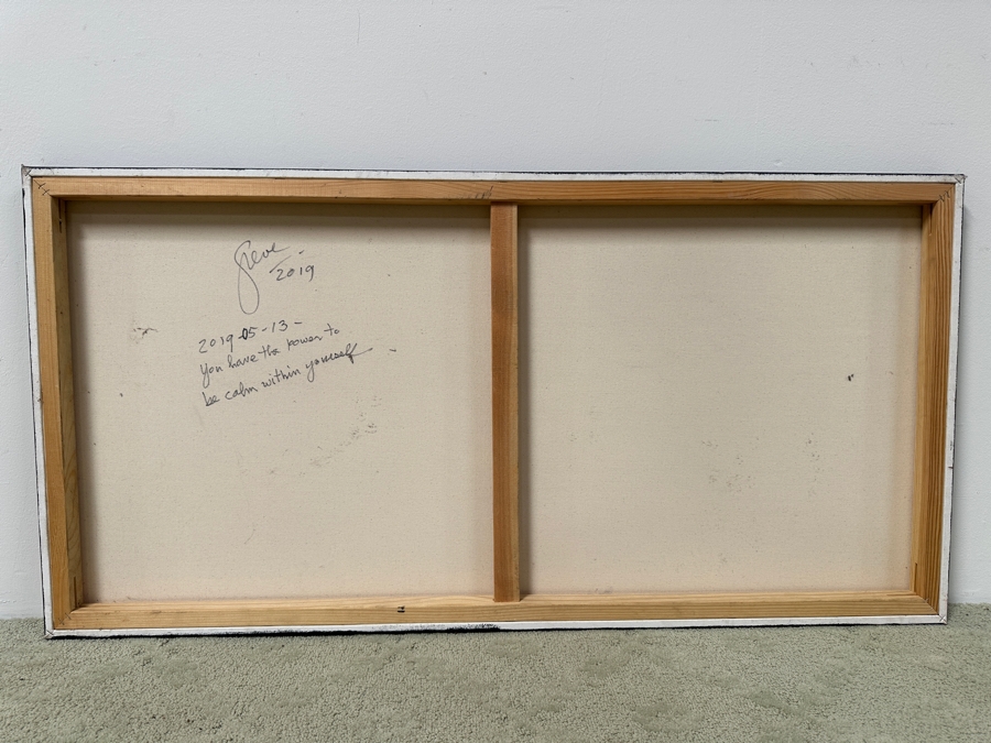 Gerrit Greve (1948-2024, Cardiff by the Sea, CA) Original Acrylic Painting On Canvas Titled 'You Have The Power To Be Calm Within Yourself' Signed Verso Dated 2019 48' X 24' Estimate $1,200 - $1,400 [Photo 5]