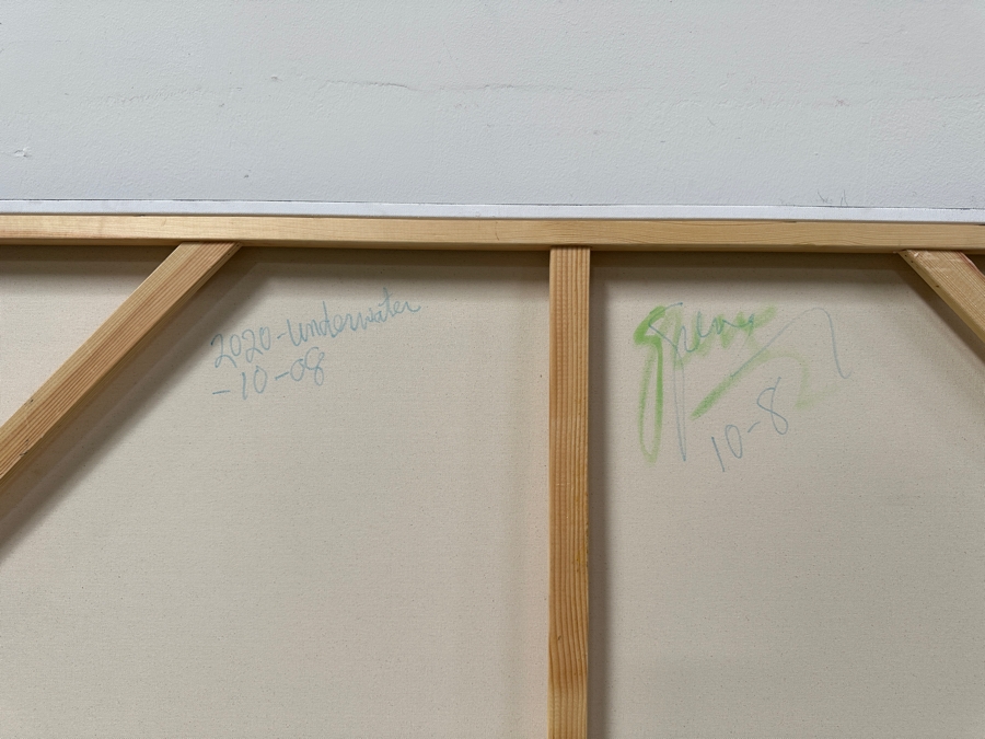 Gerrit Greve (1948-2024, Cardiff by the Sea, CA) Original Acrylic Painting On Canvas Titled 'Underwater' Signed Verso Dated 2020 60' X 36' Estimate $2,200 - $2,700 [Photo 6]