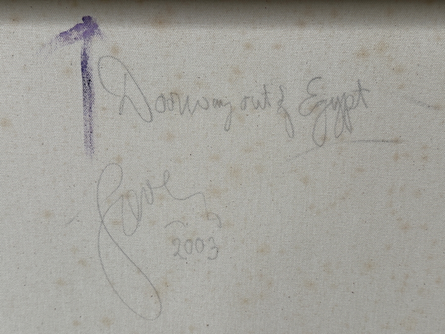 Gerrit Greve (1948-2024, Cardiff by the Sea, CA) Original Acrylic Painting On Canvas Titled 'Doorway Out Of Egypt' Signed Verso Dated 2003 30' X 48' Estimate $1,400 - $1,800 [Photo 7]