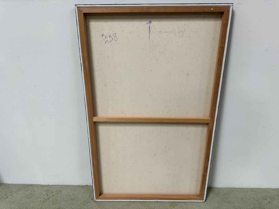 Gerrit Greve (1948-2024, Cardiff by the Sea, CA) Original Acrylic Painting On Canvas Titled 'Doorway Out Of Egypt' Signed Verso Dated 2003 30' X 48' Estimate $1,400 - $1,800 [Photo 5]