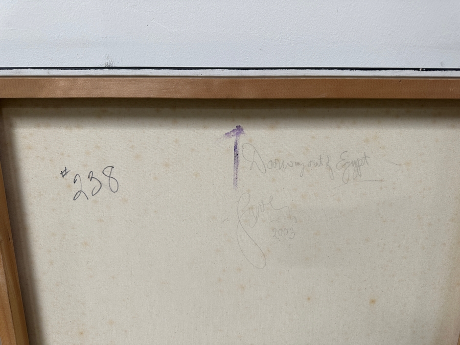 Gerrit Greve (1948-2024, Cardiff by the Sea, CA) Original Acrylic Painting On Canvas Titled 'Doorway Out Of Egypt' Signed Verso Dated 2003 30' X 48' Estimate $1,400 - $1,800 [Photo 6]