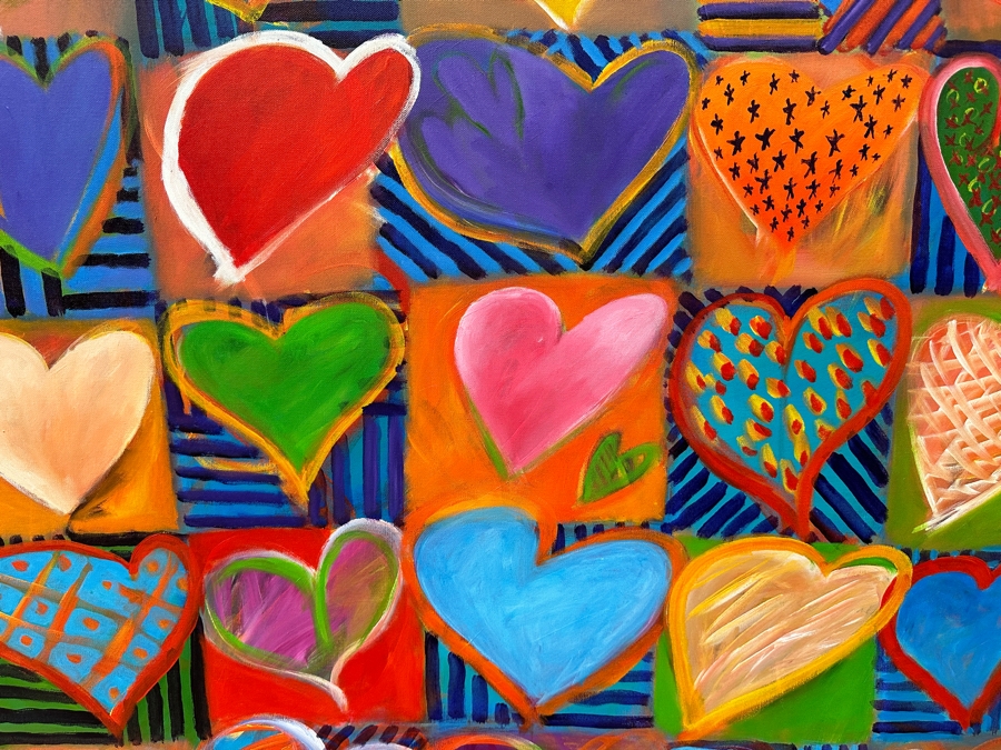 Gerrit Greve (1948-2024, Cardiff by the Sea, CA) Original Acrylic Painting On Canvas Titled 'Many Love Thoughts' Signed Lower Right And Verso Dated 2003 36' X 36' Estimate $1,300 - $1,600 [Photo 2]