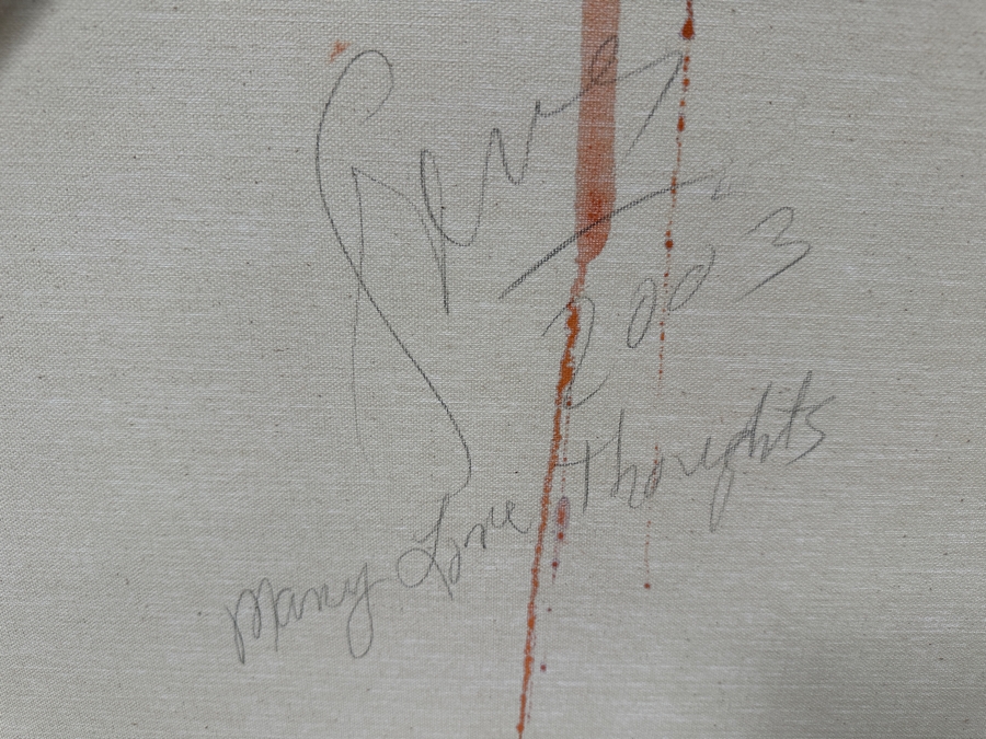 Gerrit Greve (1948-2024, Cardiff by the Sea, CA) Original Acrylic Painting On Canvas Titled 'Many Love Thoughts' Signed Lower Right And Verso Dated 2003 36' X 36' Estimate $1,300 - $1,600 [Photo 7]