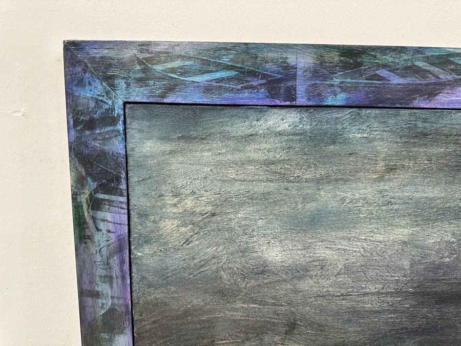 Gerrit Greve (1948-2024, Cardiff by the Sea, CA) Original Acrylic Painting On Canvas Titled 'Adrift #2' Signed Lower Right and Verso Dated 1993 Measures 24' X 36' With Handmade Matching Frame 28.5' X 40.5' Estimate $1,300 - $1,600 [Photo 3]