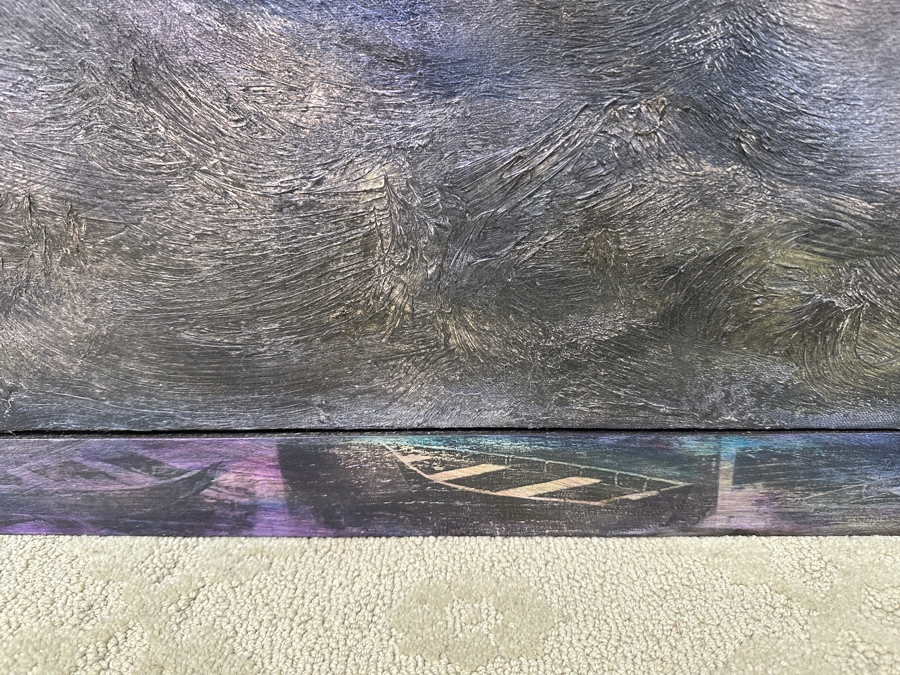 Gerrit Greve (1948-2024, Cardiff by the Sea, CA) Original Acrylic Painting On Canvas Titled 'Adrift #2' Signed Lower Right and Verso Dated 1993 Measures 24' X 36' With Handmade Matching Frame 28.5' X 40.5' Estimate $1,300 - $1,600 [Photo 7]