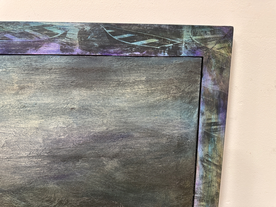 Gerrit Greve (1948-2024, Cardiff by the Sea, CA) Original Acrylic Painting On Canvas Titled 'Adrift #2' Signed Lower Right and Verso Dated 1993 Measures 24' X 36' With Handmade Matching Frame 28.5' X 40.5' Estimate $1,300 - $1,600 [Photo 5]