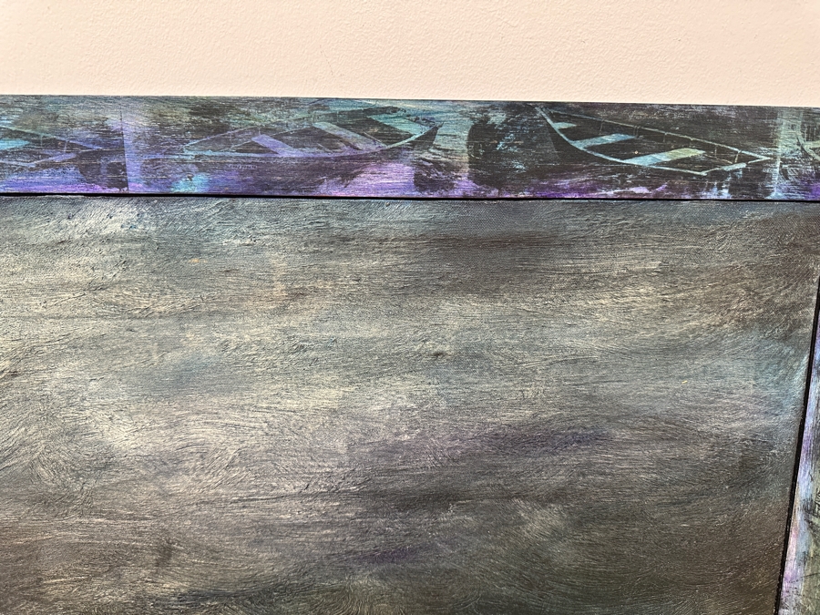 Gerrit Greve (1948-2024, Cardiff by the Sea, CA) Original Acrylic Painting On Canvas Titled 'Adrift #2' Signed Lower Right and Verso Dated 1993 Measures 24' X 36' With Handmade Matching Frame 28.5' X 40.5' Estimate $1,300 - $1,600 [Photo 4]