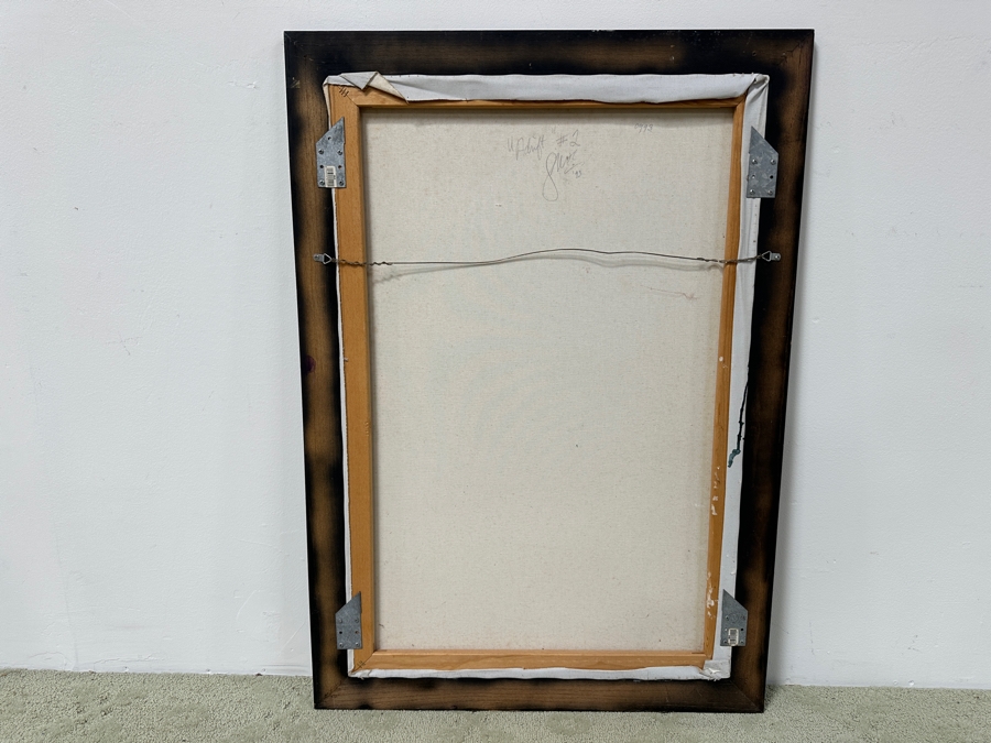 Gerrit Greve (1948-2024, Cardiff by the Sea, CA) Original Acrylic Painting On Canvas Titled 'Adrift #2' Signed Lower Right and Verso Dated 1993 Measures 24' X 36' With Handmade Matching Frame 28.5' X 40.5' Estimate $1,300 - $1,600 [Photo 13]