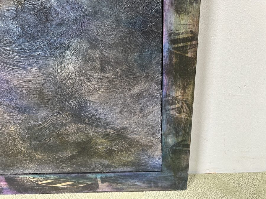 Gerrit Greve (1948-2024, Cardiff by the Sea, CA) Original Acrylic Painting On Canvas Titled 'Adrift #2' Signed Lower Right and Verso Dated 1993 Measures 24' X 36' With Handmade Matching Frame 28.5' X 40.5' Estimate $1,300 - $1,600 [Photo 6]