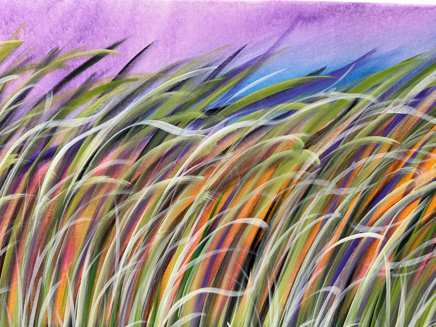 Gerrit Greve (1948-2024, Cardiff by the Sea, CA) Original Acrylic Painting On Canvas Titled 'Reeds 0303' Signed Lower Right And Verso Dated 2021 36' X 24' Estimate $900 - $1,100 [Photo 2]