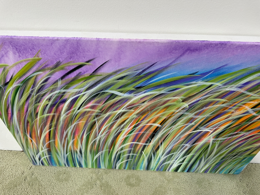 Gerrit Greve (1948-2024, Cardiff by the Sea, CA) Original Acrylic Painting On Canvas Titled 'Reeds 0303' Signed Lower Right And Verso Dated 2021 36' X 24' Estimate $900 - $1,100 [Photo 4]