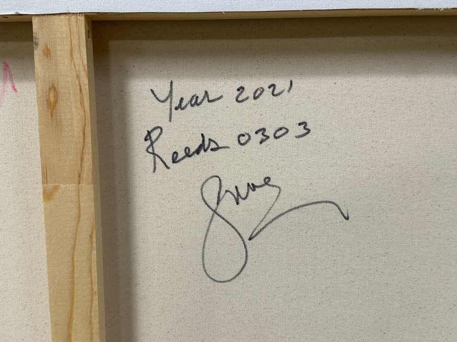 Gerrit Greve (1948-2024, Cardiff by the Sea, CA) Original Acrylic Painting On Canvas Titled 'Reeds 0303' Signed Lower Right And Verso Dated 2021 36' X 24' Estimate $900 - $1,100 [Photo 6]