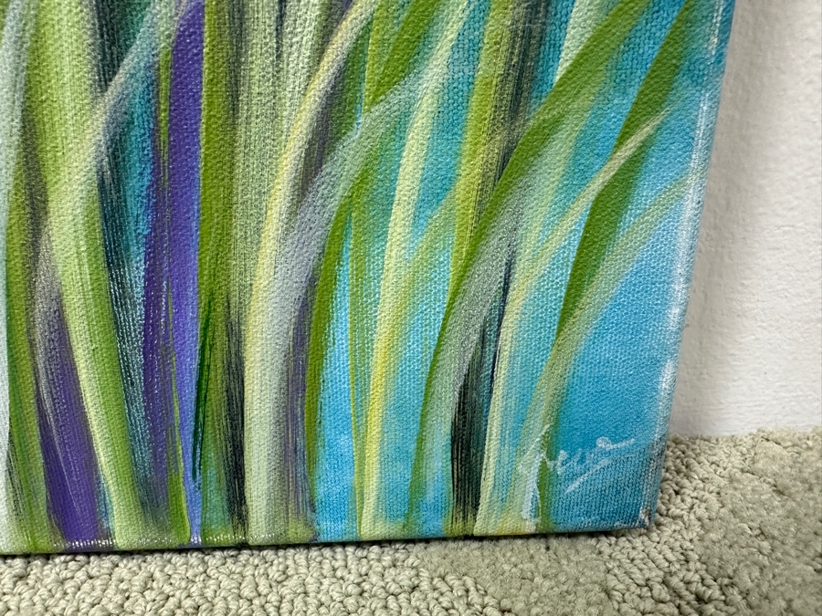 Gerrit Greve (1948-2024, Cardiff by the Sea, CA) Original Acrylic Painting On Canvas Titled 'Reeds 0303' Signed Lower Right And Verso Dated 2021 36' X 24' Estimate $900 - $1,100 [Photo 3]