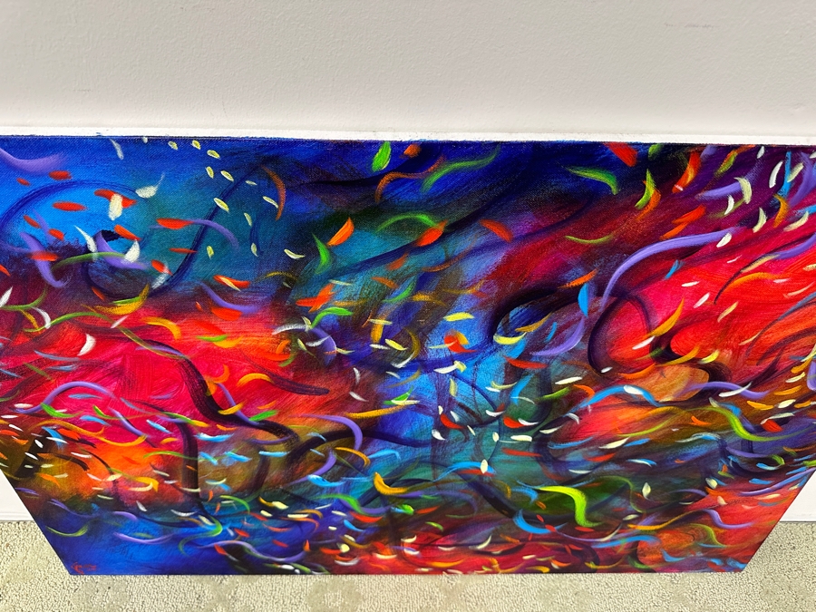 Gerrit Greve (1948-2024, Cardiff by the Sea, CA) Original Acrylic Painting On Canvas Titled 'Wonderment 32' Signed Verso Dated 2017/2018 36' X 24' Estimate $900 - $1,100 [Photo 4]