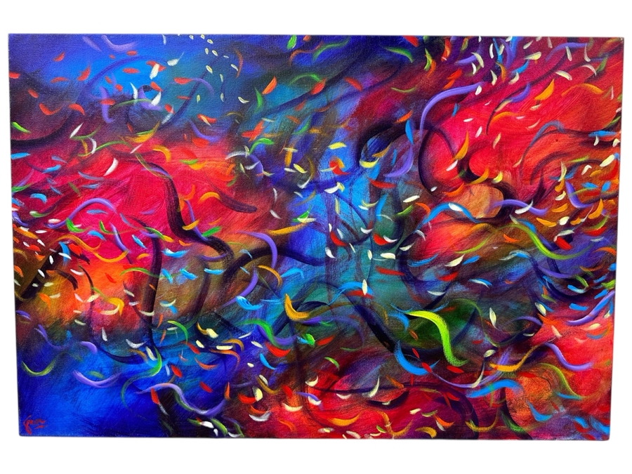 Gerrit Greve (1948-2024, Cardiff by the Sea, CA) Original Acrylic Painting On Canvas Titled 'Wonderment 32' Signed Verso Dated 2017/2018 36' X 24' Estimate $900 - $1,100