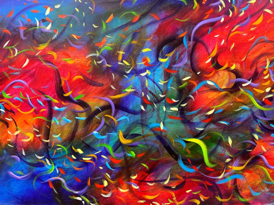 Gerrit Greve (1948-2024, Cardiff by the Sea, CA) Original Acrylic Painting On Canvas Titled 'Wonderment 32' Signed Verso Dated 2017/2018 36' X 24' Estimate $900 - $1,100 [Photo 2]