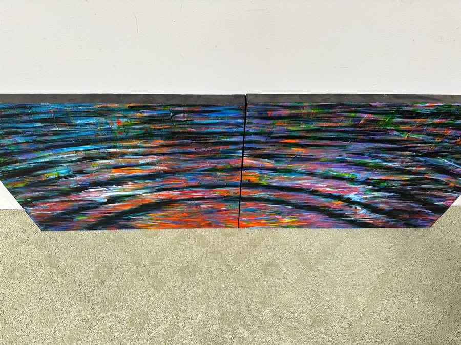 Gerrit Greve (1948-2024, Cardiff by the Sea, CA) Original Acrylic Diptych Painting On Canvas Titled 'Summer Intense Ripples' Signed Verso 60' X 24' Estimate $2,000 - $2,600 [Photo 5]