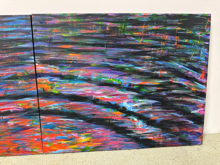 Gerrit Greve (1948-2024, Cardiff by the Sea, CA) Original Acrylic Diptych Painting On Canvas Titled 'Summer Intense Ripples' Signed Verso 60' X 24' Estimate $2,000 - $2,600 [Photo 3]