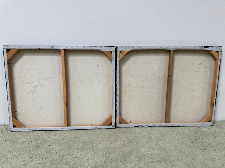 Gerrit Greve (1948-2024, Cardiff by the Sea, CA) Original Acrylic Diptych Painting On Canvas Titled 'Summer Intense Ripples' Signed Verso 60' X 24' Estimate $2,000 - $2,600 [Photo 6]