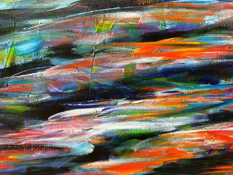 Gerrit Greve (1948-2024, Cardiff by the Sea, CA) Original Acrylic Diptych Painting On Canvas Titled 'Summer Intense Ripples' Signed Verso 60' X 24' Estimate $2,000 - $2,600 [Photo 4]