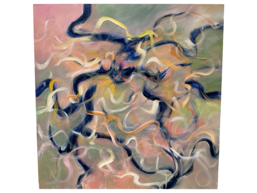 Gerrit Greve (1948-2024, Cardiff by the Sea, CA) Original Acrylic Abstract Painting On Canvas Untitled Signed Verso Dated 2018 48' X 48' Estimate $2,300 - $2,900
