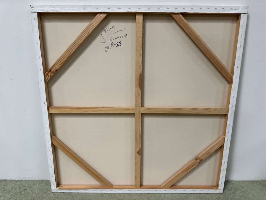 Gerrit Greve (1948-2024, Cardiff by the Sea, CA) Original Acrylic Abstract Painting On Canvas Untitled Signed Verso Dated 2018 48' X 48' Estimate $2,300 - $2,900 [Photo 5]