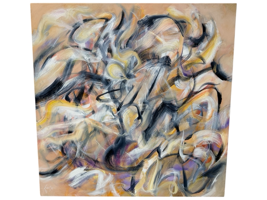 Gerrit Greve (1948-2024, Cardiff by the Sea, CA) Original Acrylic Abstract Painting On Canvas Untitled Signed Lower Left And Verso Dated 2022 48' X 48' Estimate $2,300 - $2,900