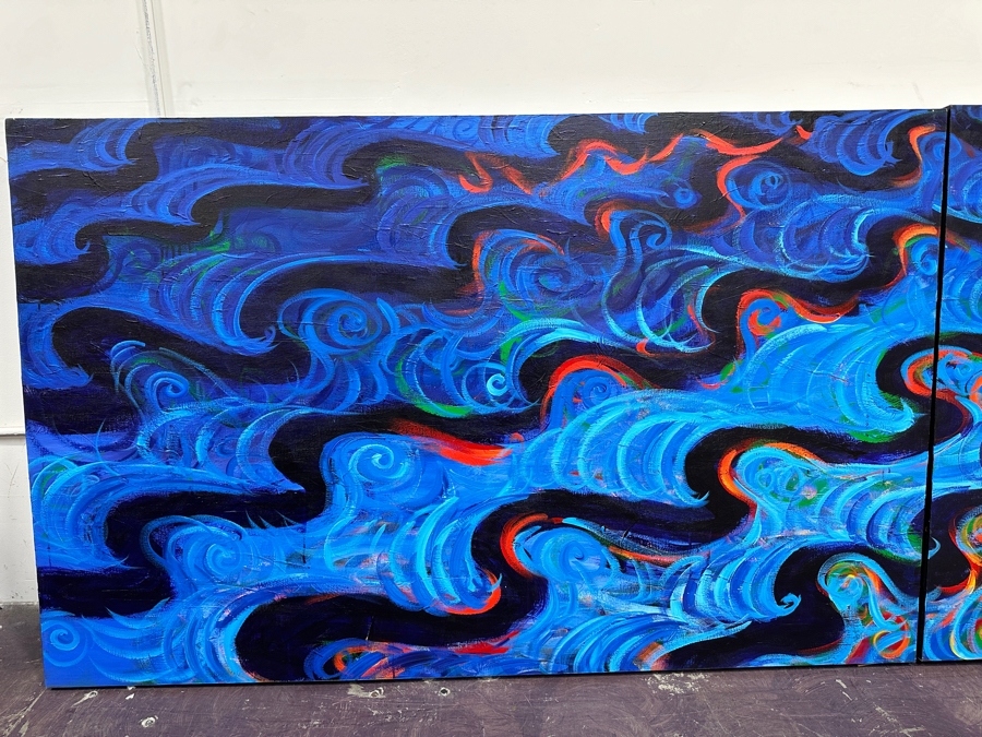Gerrit Greve (1948-2024, Cardiff by the Sea, CA) HUGE Original Acrylic Triptych Painting On Canvas Untitled Unsigned 216' X 45' Estimate $9,700 - $12,000 [Photo 2]