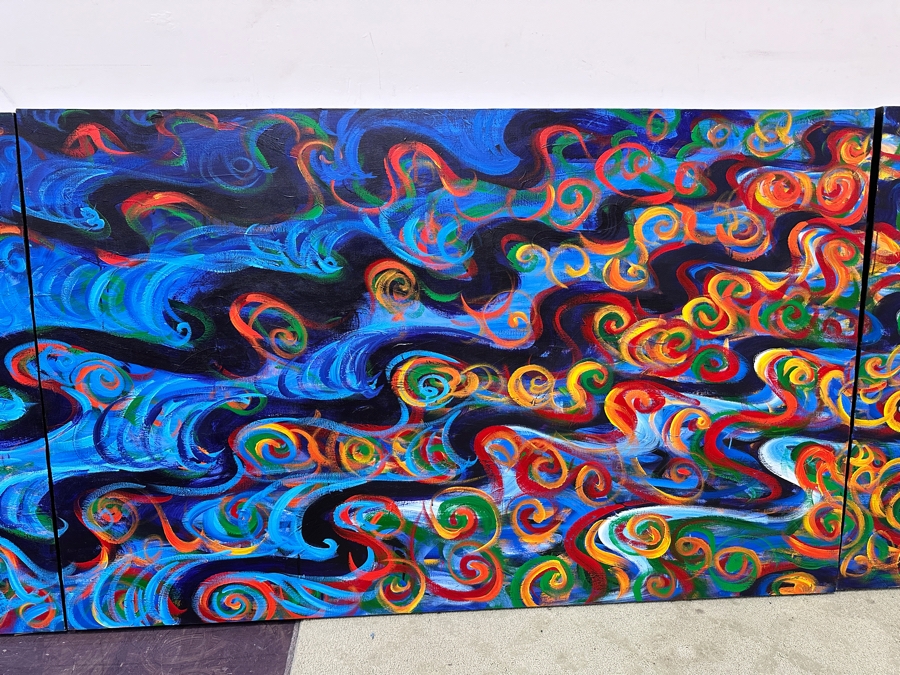 Gerrit Greve (1948-2024, Cardiff by the Sea, CA) HUGE Original Acrylic Triptych Painting On Canvas Untitled Unsigned 216' X 45' Estimate $9,700 - $12,000 [Photo 3]