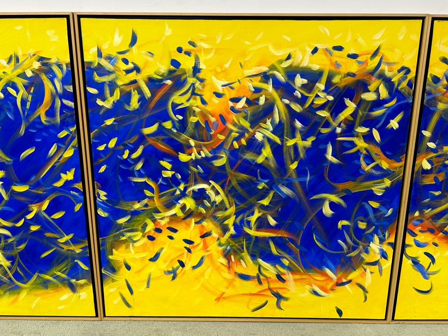 Gerrit Greve (1948-2024, Cardiff by the Sea, CA) HUGE Original Large Acrylic Triptych Painting On Canvas Titled 'Glory' Signed Bottom Right and Verso Dated 1997 Measures 148' X 50' Estimate $7,000 - $9,000 [Photo 2]