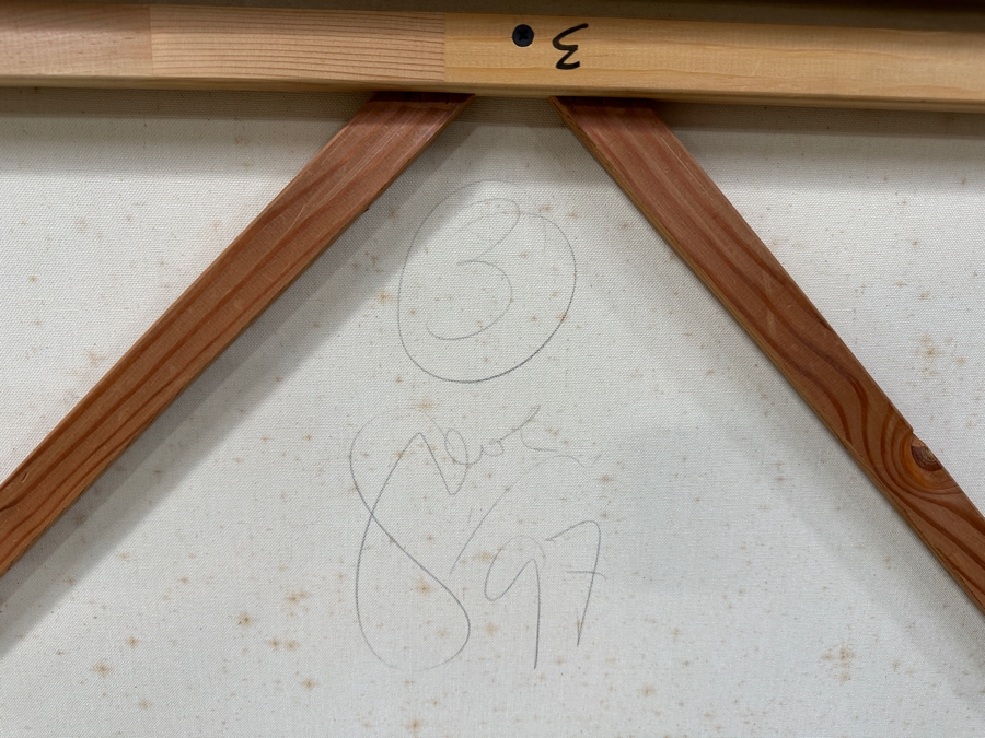 Gerrit Greve (1948-2024, Cardiff by the Sea, CA) HUGE Original Large Acrylic Triptych Painting On Canvas Titled 'Glory' Signed Bottom Right and Verso Dated 1997 Measures 148' X 50' Estimate $7,000 - $9,000 [Photo 11]