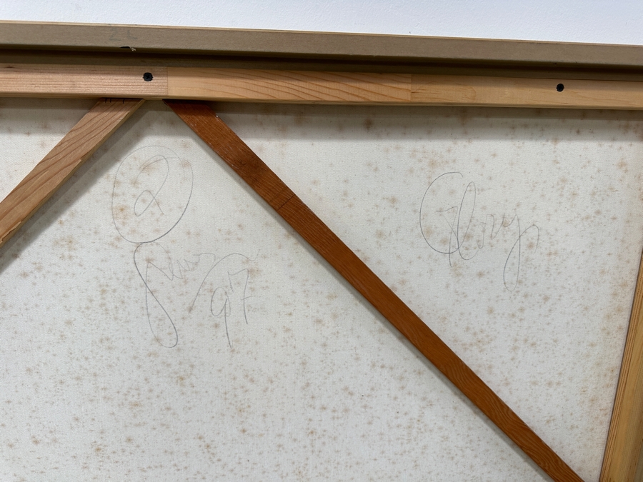 Gerrit Greve (1948-2024, Cardiff by the Sea, CA) HUGE Original Large Acrylic Triptych Painting On Canvas Titled 'Glory' Signed Bottom Right and Verso Dated 1997 Measures 148' X 50' Estimate $7,000 - $9,000 [Photo 9]