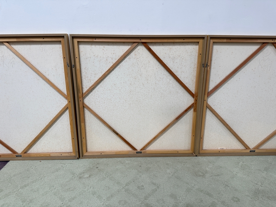 Gerrit Greve (1948-2024, Cardiff by the Sea, CA) HUGE Original Large Acrylic Triptych Painting On Canvas Titled 'Glory' Signed Bottom Right and Verso Dated 1997 Measures 148' X 50' Estimate $7,000 - $9,000 [Photo 6]