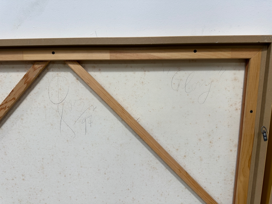 Gerrit Greve (1948-2024, Cardiff by the Sea, CA) HUGE Original Large Acrylic Triptych Painting On Canvas Titled 'Glory' Signed Bottom Right and Verso Dated 1997 Measures 148' X 50' Estimate $7,000 - $9,000 [Photo 7]