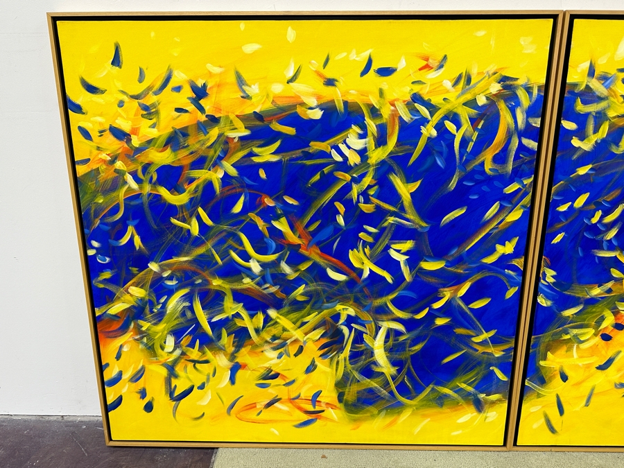 Gerrit Greve (1948-2024, Cardiff by the Sea, CA) HUGE Original Large Acrylic Triptych Painting On Canvas Titled 'Glory' Signed Bottom Right and Verso Dated 1997 Measures 148' X 50' Estimate $7,000 - $9,000 [Photo 3]