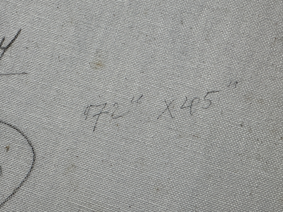 Gerrit Greve (1948-2024, Cardiff by the Sea, CA) Original Acrylic Painting On Canvas Titled 'The Inspiration Of St. Matthew II After Caravaggio Circa 1594-96 - Witness #2' Signed Verso Dated 1994 45' X 72' Estimate $3,200 - $4,000 [Photo 13]