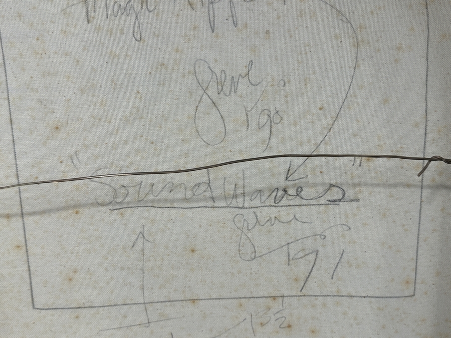 Gerrit Greve (1948-2024, Cardiff by the Sea, CA) Original Acrylic 3D Mixed-Media Painting On Canvas With Actual Guitar Titled 'Sound Waves' Signed Verso Dated 1991 39' X 48' Estimate $2,000 - $2,400 Used As Poster For 1st Annual San Diego Music Awards [Photo 13]